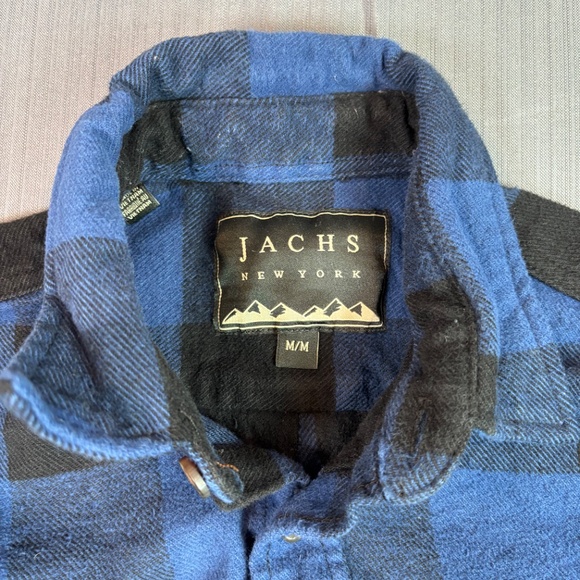 JACHS New York Blue & Black Buffalo Plaid Flannel Shirt M - Picture 2 of 7
